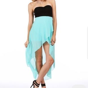 Dress black and teal high low dress